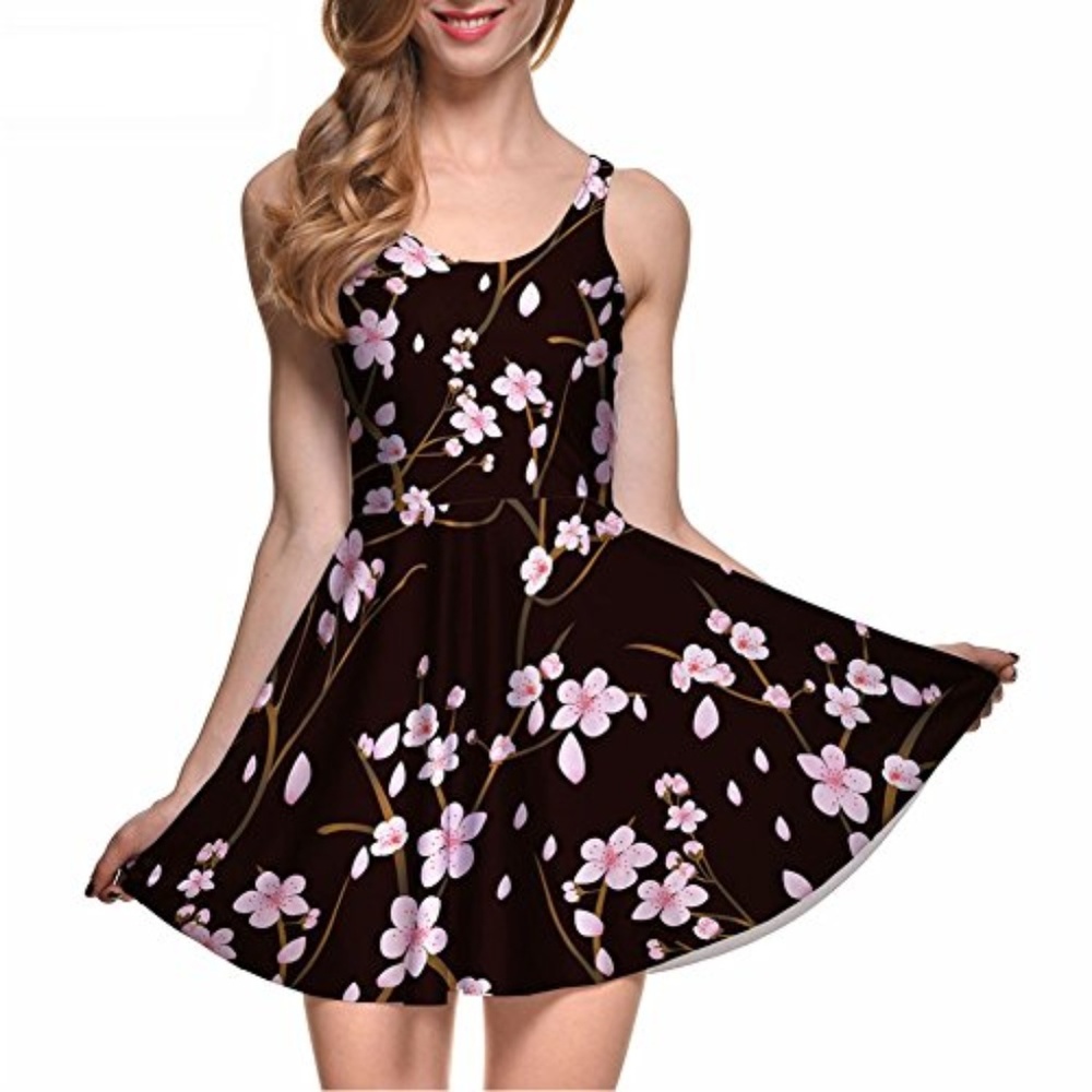 Blackmilk Cherry Blossom Black Skater Dress